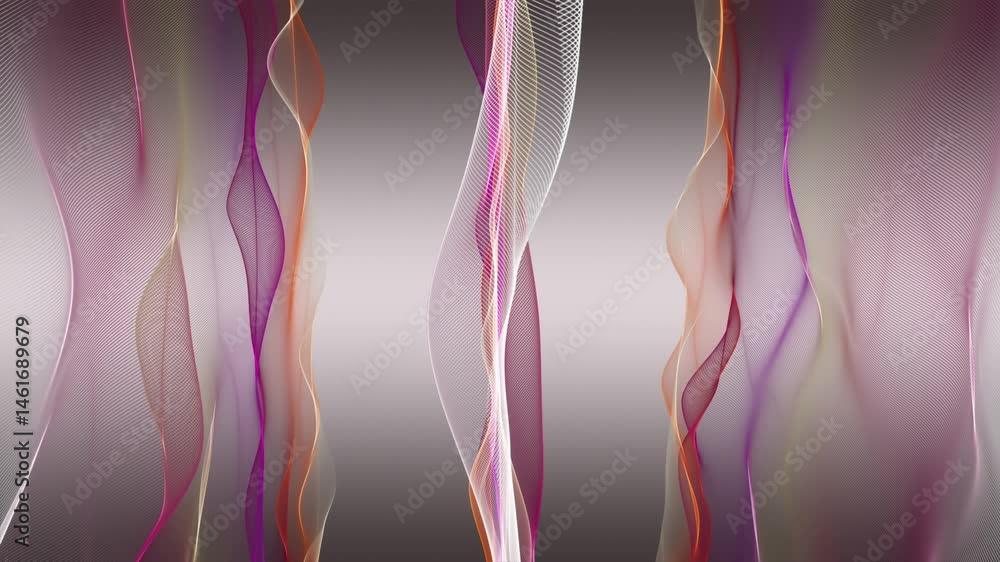 Poster fantastic video animation with particle wave object in slow motion, 4096x2304 loop 4k