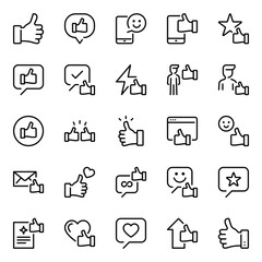 Outline icons set for Like thumbs up