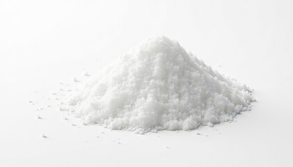 Crystalline sugar granules, pure white background, dessert, granulated, clean