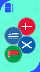 European football qualifiers Group C Flags in Circular Style