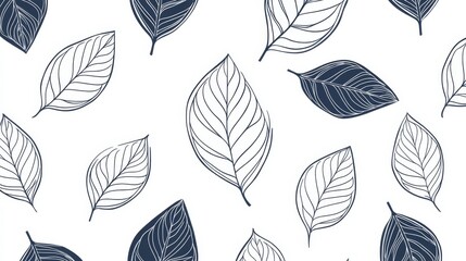 Elegant pattern of stylized leaves on white.