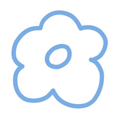 blue flower outline doodle for decoration icon on transparent background