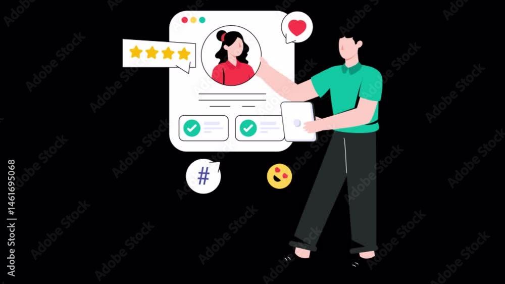 Poster social media account motion graphic rendering with transparent alpha channel and 4k resolution