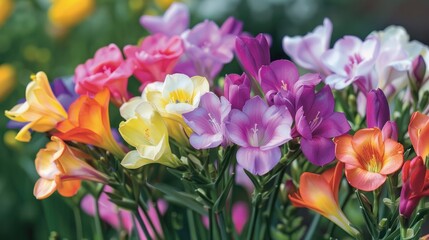 Capture a fragrant garden filled with colorful freesias