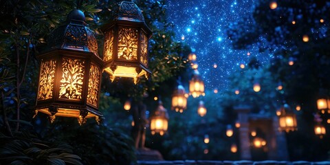 A spiritual atmosphere settles as the lanterns drift toward the stars.