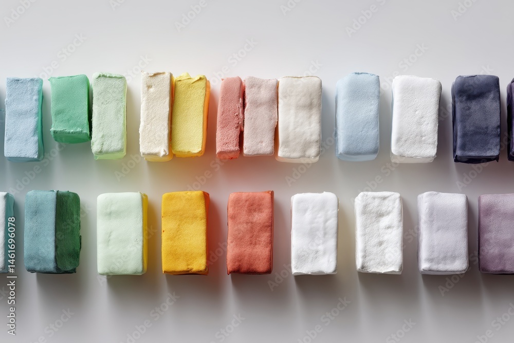 Aufkleber a colorful array of sugar cubes arranged in neat rows, showcasing a vibrant palette of pastel hues w