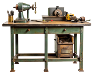 antique sewing machine isolated on white background. PNG Transparent.