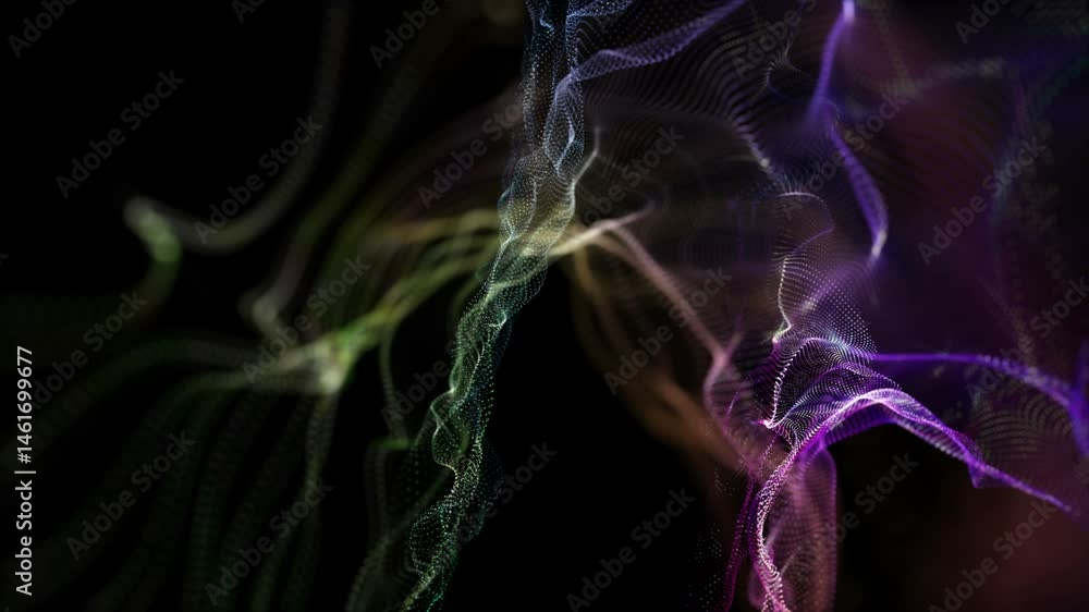 Aufkleber fantastic video animation with particle wave object in slow motion, 4096x2304 loop 4k