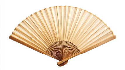 Elegant antique bamboo folding fan displays natural wood grain texture, traditional Asian accessory