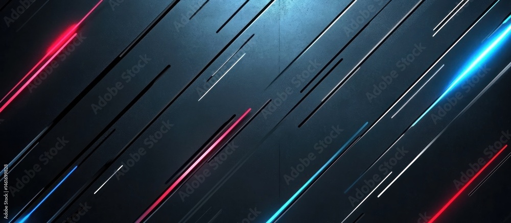 Poster abstract diagonal lines with neon glow effect on dark background.