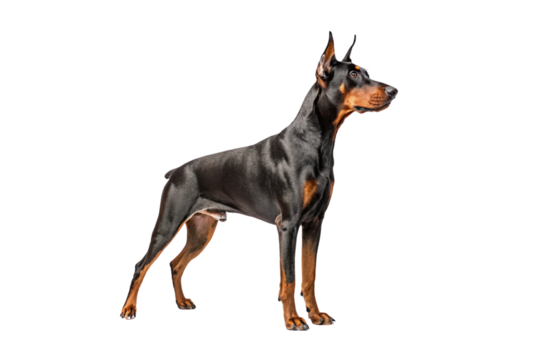 black doberman dog isolated on white