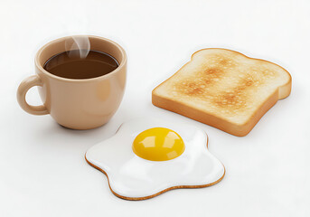 Delicious Breakfast: Coffee, Toast, and Fried Egg Image