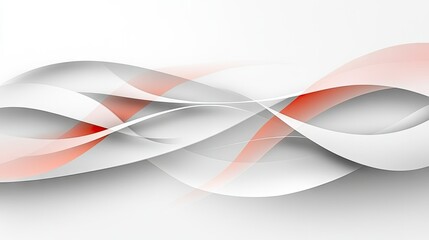 Abstract design with flowing, light gray and coral ribbons.