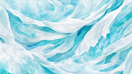 Obraz premium Abstract swirling pattern of light blue and white fabric.