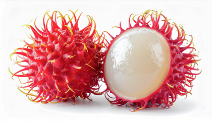Peeled Rambutan with Translucent Flesh isolated on white