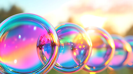 Rainbow Bubbles Background with Translucent Layers