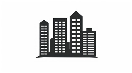 Single real estate icon showing office building silhouette stock photo --ar 16:9 --raw --v 6 Job ID: d82a018f-b05b-473b-9702-6eb341128a52