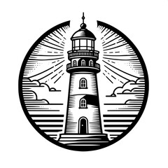 Black and White SVG of a Lighthouse