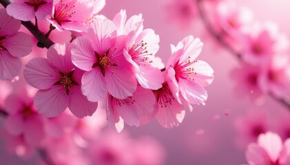 Vibrant sakura pattern, full bloom, overlapping petals, bold pink hues, lush, intense pink, sakura