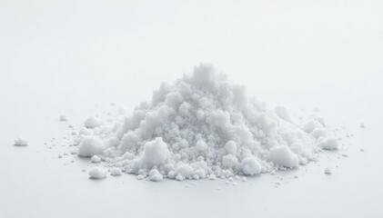 White sugar crystals against white backdrop Close-up , sugar crystals, shiny, close up