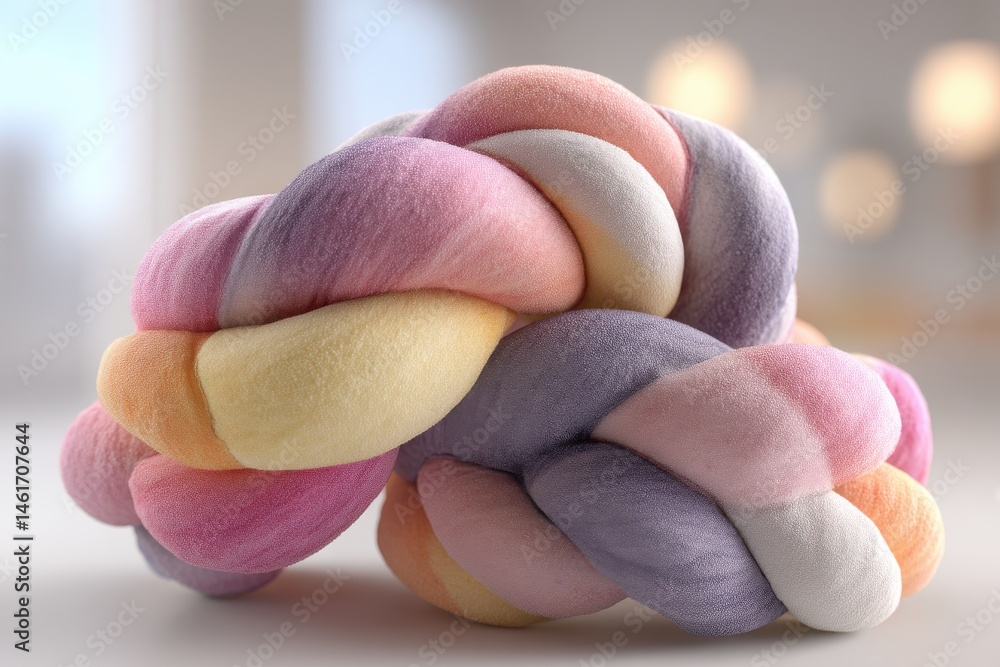 Aufkleber a close-up of a braided rope with pastel gradients, creating a soft and comforting visual, perfect f