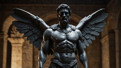 A statue of Adpheus, with wings that move silently, embodying unspoken protection