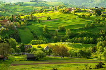 Scenic Landscape view in Slovak Ore Mountains region near Hrinova city, Slovakia © Ji