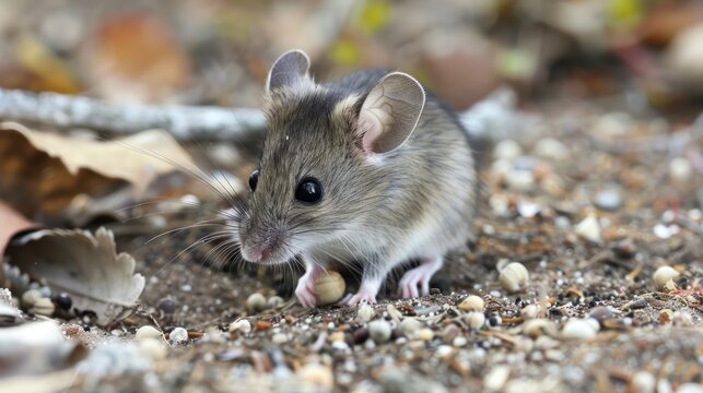 Deer mouse gathering seeds.