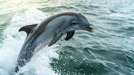 Dolphin leaping out of the sea.