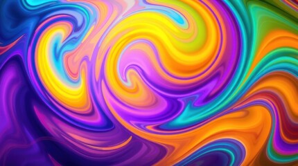 Vibrant swirls of blue, yellow, and purple create an abstract, psychedelic painting