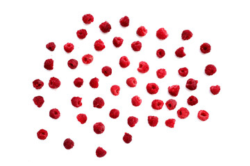 Fresh raspberry on white background.