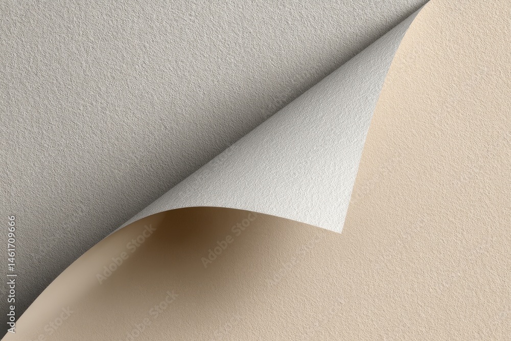 Poster a minimalist design featuring a curled paper corner revealing a second layer, creating a subtle cont