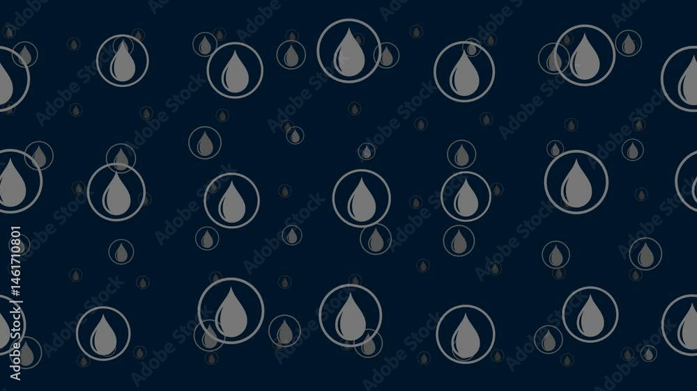 Poster a drop of oil symbols float horizontally from left to right. parallax fly effect. floating symbols a
