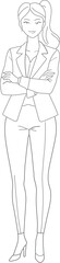 hand drawn sketch of a woman, minimalist, black on white background line art illustration