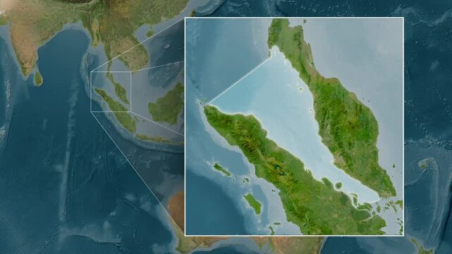 Malacca Strait. Satellite map. Location