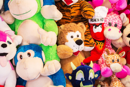 stuffed toys at a fun fair