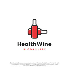 Modern illustration of wine bottle and medical symbols, blending celebration, health, and protection