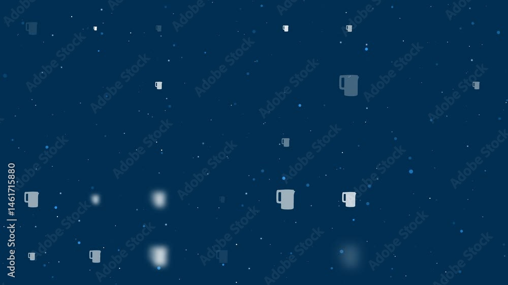 Poster template animation of evenly spaced electric kettle symbols of different sizes and opacity. animatio