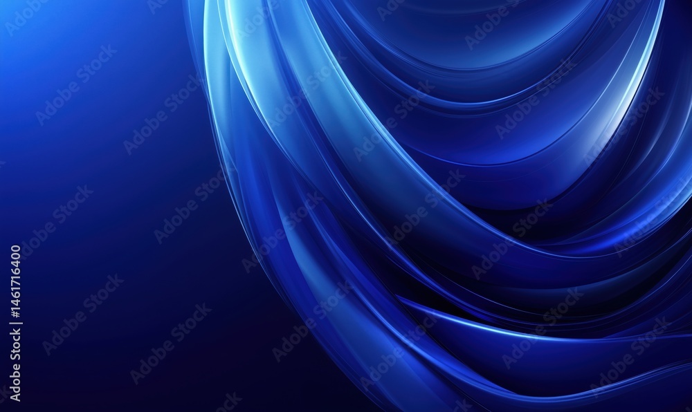 Poster abstract blue wave background with smooth flowing curves and gradients