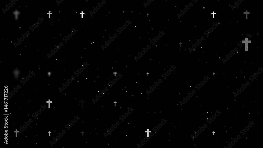 Poster template animation of evenly spaced cross symbols of different sizes and opacity. animation of trans