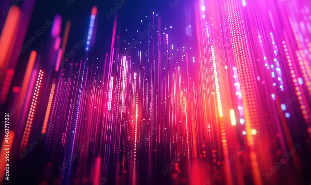 Poster colorful abstract light trails creating vibrant digital background for technology and design