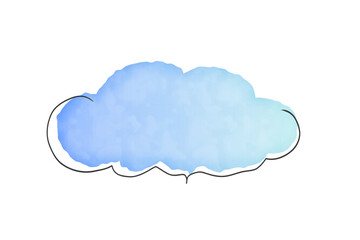 青のシンプルな水彩風の吹き出し