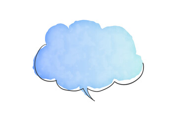青のシンプルな水彩風の吹き出し