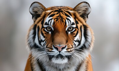 Obraz premium Majestic close-up of a tiger showcasing striking features and intense gaze