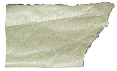 Ripped torn yellow paper piece on transparent background, paper tear cut out design element