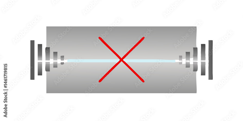 Poster gray tech panel with red x and wave elements