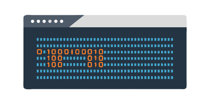 Digital interface with binary code in blue and red