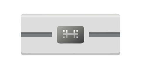 Obraz premium Gray electronic chip with central lines on rounded plate