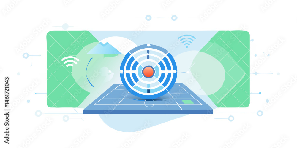 Poster digital scanning platform with radar and network lines