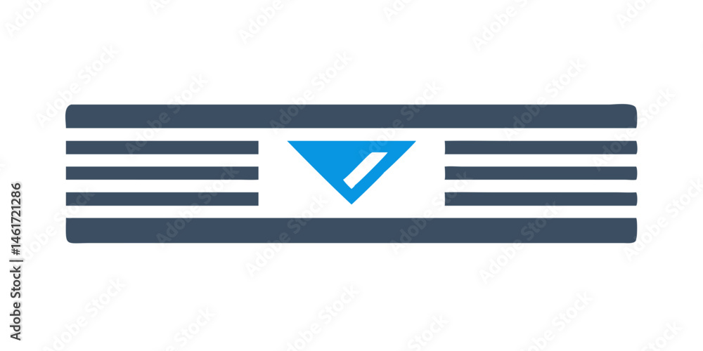 Poster blue checkmark chip with dark grid pattern